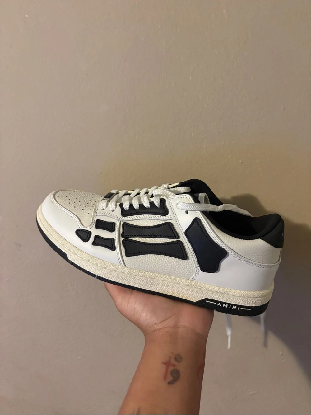 AMIRI Men’s White and Black Low-Top Leather Sneaker